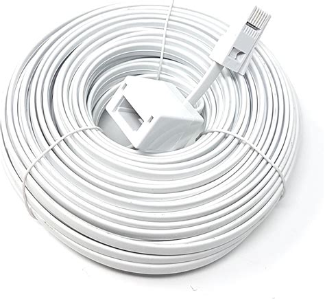 Maincore 20m Long White Bt Telephone Extension Cable Lead For Office And Home 6 Wire 631a Bt