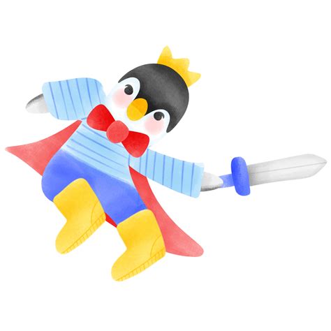 Charming Penguin with Blue Clothes and Yellow Crown Winter Wildlife Art