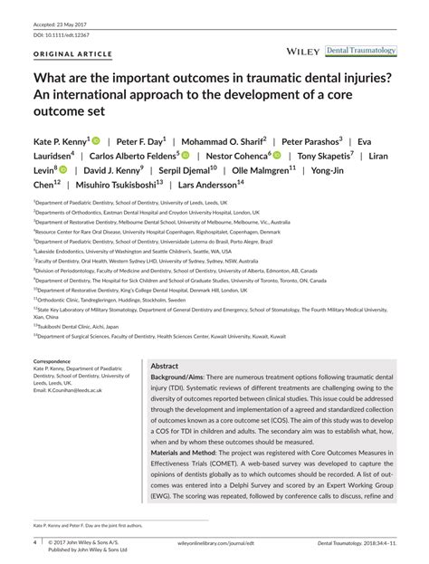 Pdf What Are The Important Outcomes In Traumatic Dental Injuries An