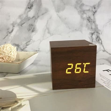 Radio Reveil Alarm Clock B Horloge De Bureau En Bois R Veil Led