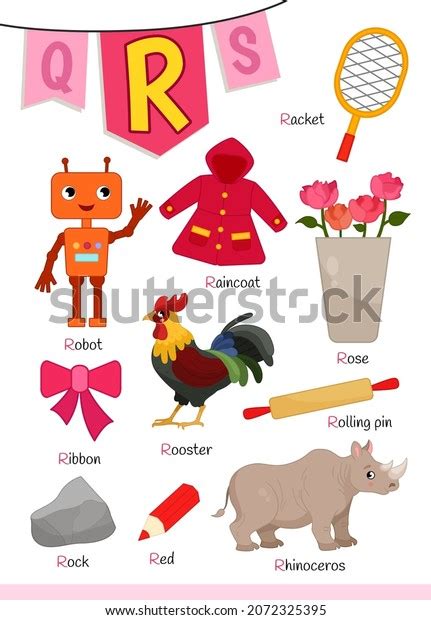 English Alphabet Cartoon Cute Children Illustrations Stock Vector