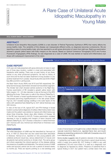 Pdf Case Report Ophthalmology Section A Rare Case Of Unilateral Acute