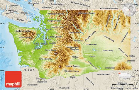 Physical Map Of Washington Shaded Relief Outside