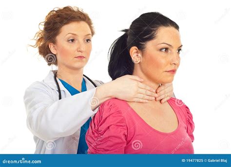 Endocrinologist Examine Thyroid Woman Royalty Free Stock Photo - Image ...