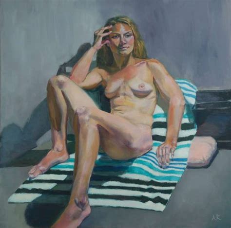 Blonde Nude Woman On Striped Towel Stravitz Sculpture And Fine Art Gallery