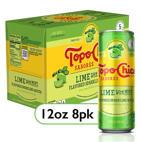 Topo Chico Sabores Sparkling Mineral Water Lime Flavor With Mint