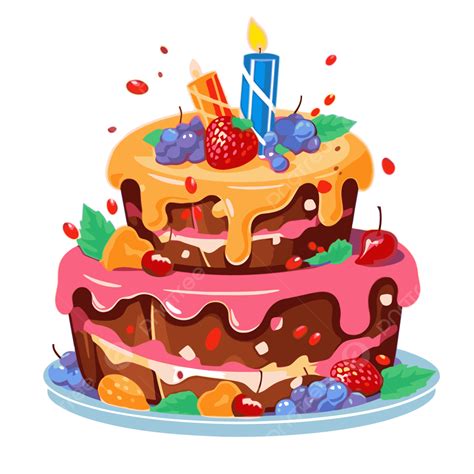 Gambar Vektor Kue Ulang Tahun Clipart Kue Ulang Tahun Dengan Buah Beri