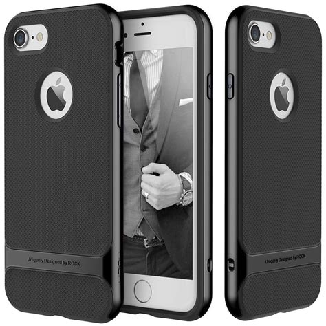 Buy Iphone 7 Case Rock [royce] Jet Black [ultra Thin][heavy Duty][metal Texture Side Buttons