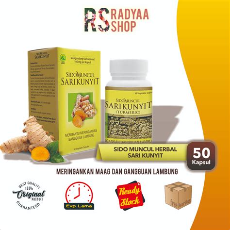 Jual Sido Muncul Herbal Sari Kunyit Kapsul Sakit Mag Perut Lambung