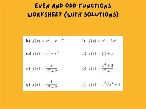 Even Odd Or Neither Functions Worksheet With Answers Flash Sales