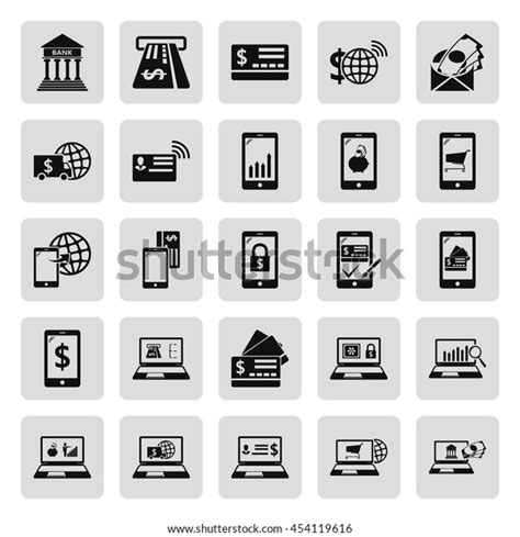 Ebanking Mobile Banking Icons Set Pay Vector De Stock Libre De Regalías 454119616 Shutterstock