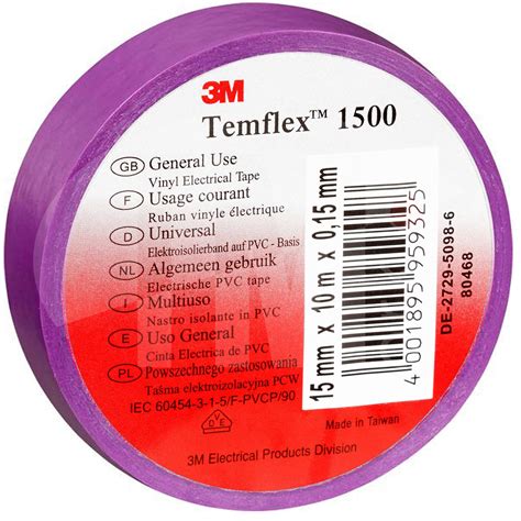 Изолента 3M Temflex 1500 универсальная ПВХ, 10 цветов