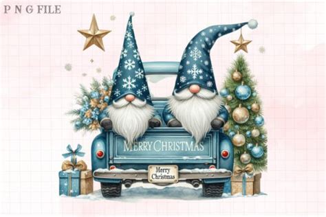 Watercolor Christmas Gnome Truck Designs En Afbeeldingen