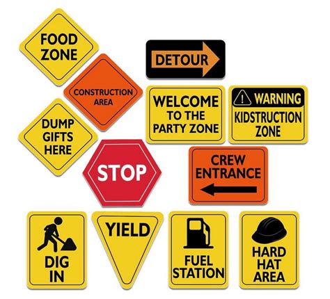 Construction Zone Party Decorations Pcs Size Traffic Sign Cutouts