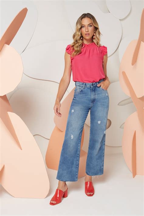 Cal A Jeans Wide Leg Cropped C S M Dio Gatos E Atos