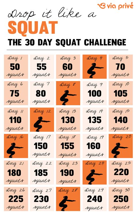 Day Squat Challenge Printable For Men