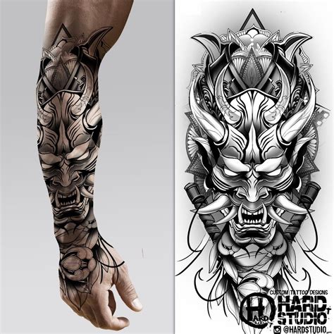 Custom Tattoo Designs Mask Samurai Japanes Forearm Tattoo