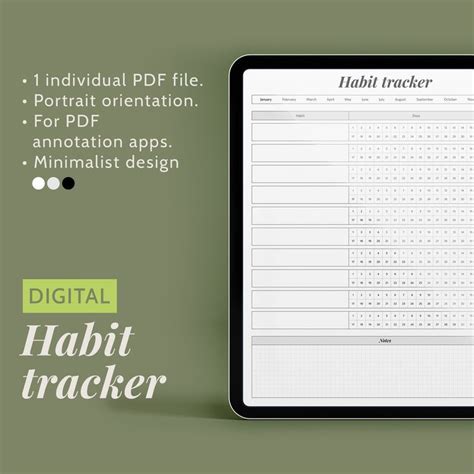 Digital Habit Tracker GoodNotes Template Notability Planner