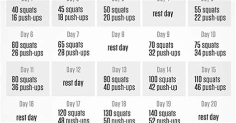 3000 Squats And 1000 Push Ups 30 Day Challenge Exercise Pinterest