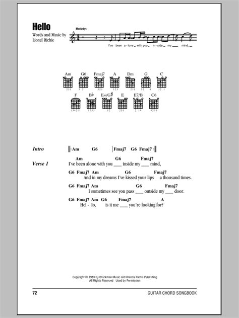 Hello by Lionel Richie - Guitar Chords/Lyrics - Guitar Instructor