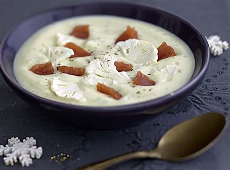 Recette mousseline de chou fleur cru et cuit au saumon fumé Marie Claire