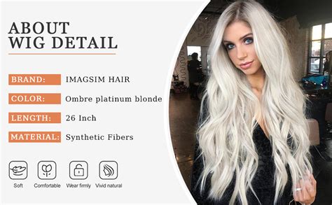 Imagism Long Wavy Wig For Women Ombre Platinum Blonde Middle Part 26 Inch Curly