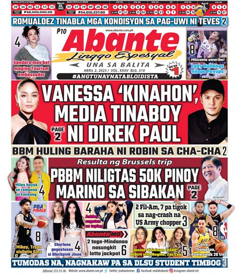 Abante Front Page Balita Ngayong Abril 2 2023 Abante