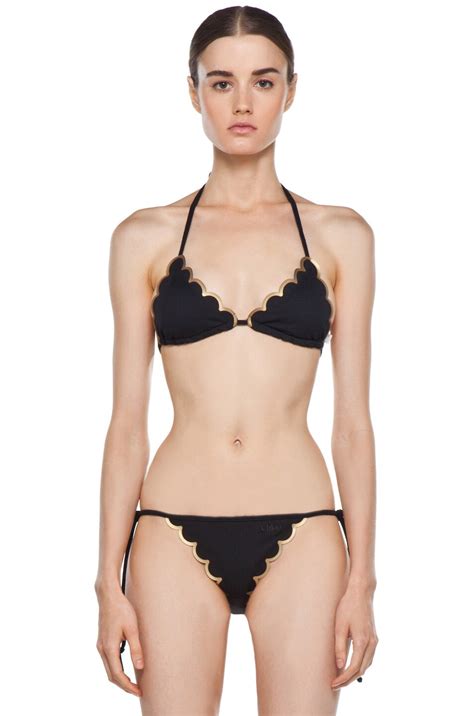 Chloe Scalloped Bikini In Black Fwrd