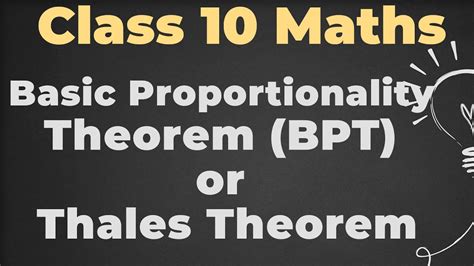 Basic Proportionality Theorem Or Thales Theorem Youtube