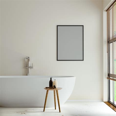 Premium Photo Poster Frame Mock Up In Modern Bathroom Interior With