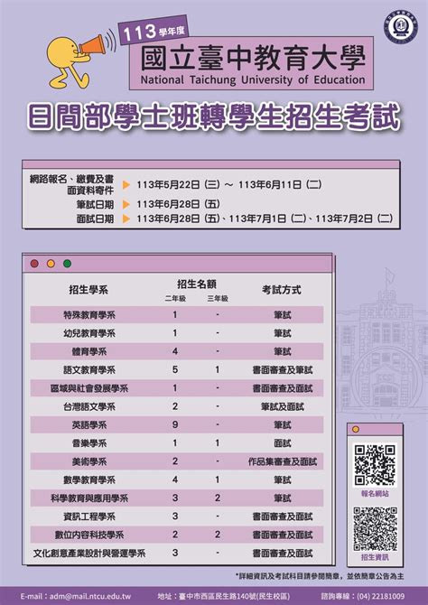 【招生】國立臺中教育大學113學年度日間部學士班轉學招生考試 台中板 Dcard