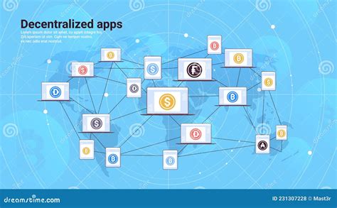 Decentralized Apps On Laptop Screens Cryptocurrency And Blockchain