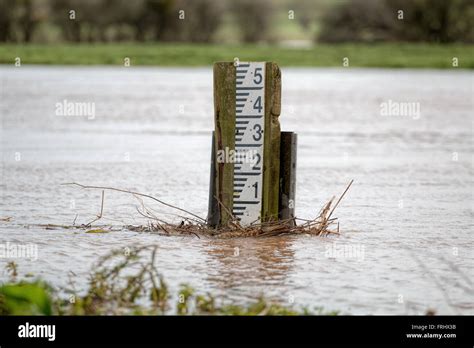 River Level Marker Gauge For Measurement. High River Levels Stock Photo ...