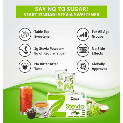 Buy Zindagi Stevia Powder Sachets Sugarfree Zero Calorie Diabetic