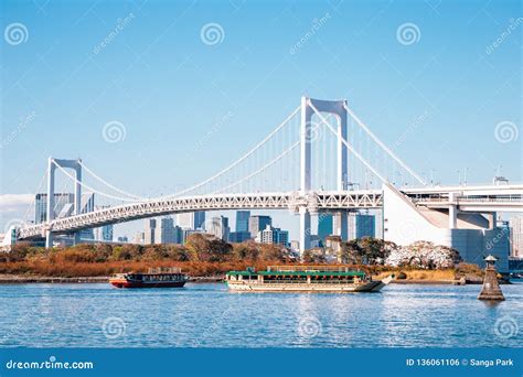 Tokyo Bay And Odaiba Rainbow Bridge In Japan Stock Photo Image Of