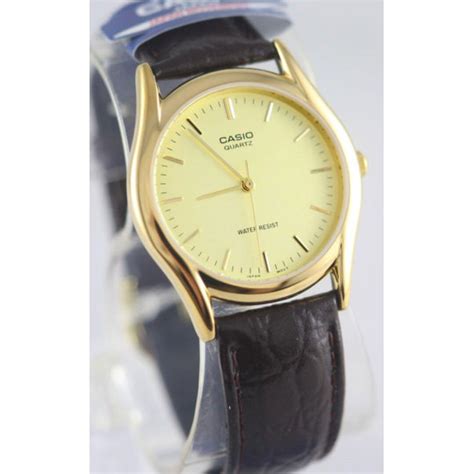CASIO MTP 1094 WATCH GOLD FACE BROWN STRAP, Women's Fashion, Watches ...