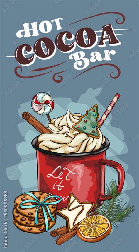 Hot Cocoa Bar Sign Christmas Badge You Can Use This Clipart For Greeting Card Printing Fabric