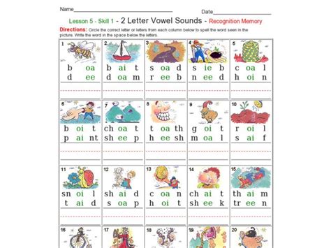 2 Letter Vowel Sounds Worksheet For Kindergarten 2nd Grade Lesson