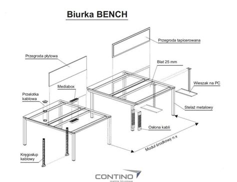 Biurka Typu Bench Wielostanowiskowe Systemy Do Biur Contino