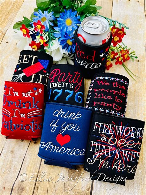 Ith July Th Can Insulator Embroidery Design Set Of Etsy