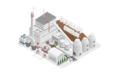 Premium Vector Biomass Energy Biomass Power Plant In Isometric Graphic