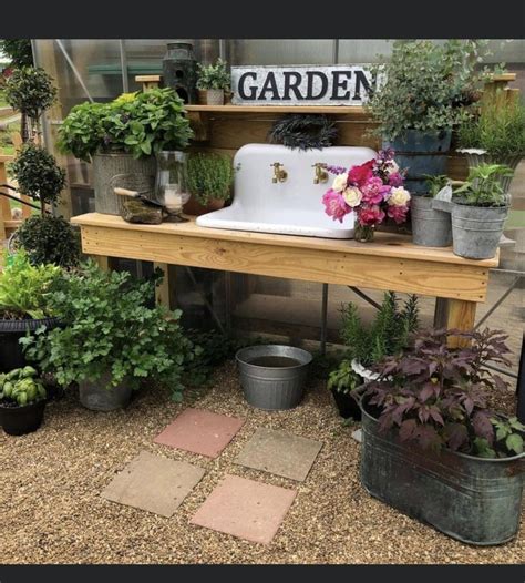 cute potting table in 2024 | Garden sink, Outdoor garden sink, Outdoor ...