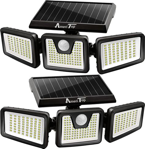 AmeriTop Luces Solares Para Exteriores Paquete De 2 128 Luces LED De