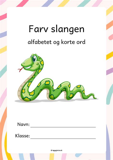 Farv Slangen Alfabetet Og Korte Ord Leg Og Lektie