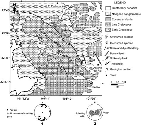 geological map   sierra las minas range  range