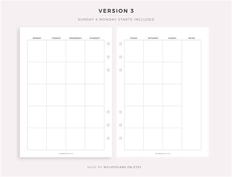 Blank Monthly Calendar With Notes 2 Page Printable Calendar - Etsy