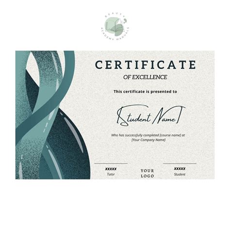 Green Spiral Certificate Of Completion Beauty Academy Manuals