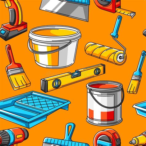 Seamless Pattern With Repair Working Tools Equipment For Construction