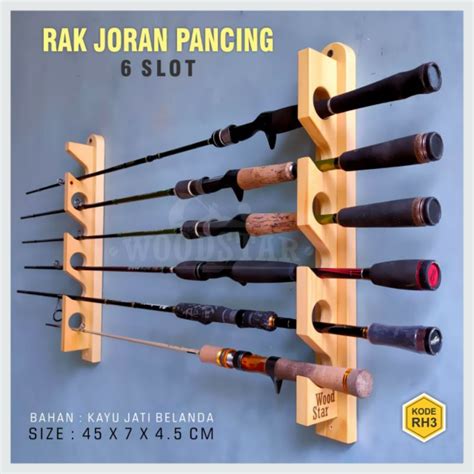 Jual Rak Joran Pancing Slot Bahan Kayu Jati Belanda Shopee Indonesia