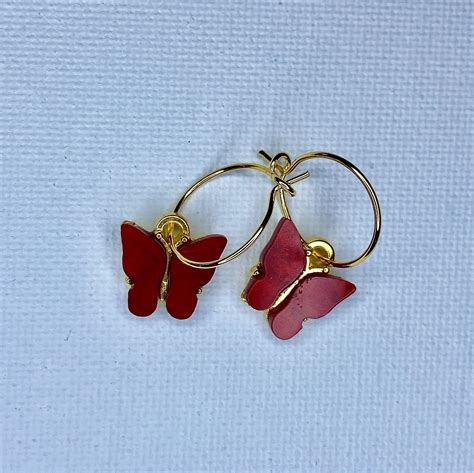 Cute Butterfly Gold Hoop Earrings Butterfly Earrings Etsy